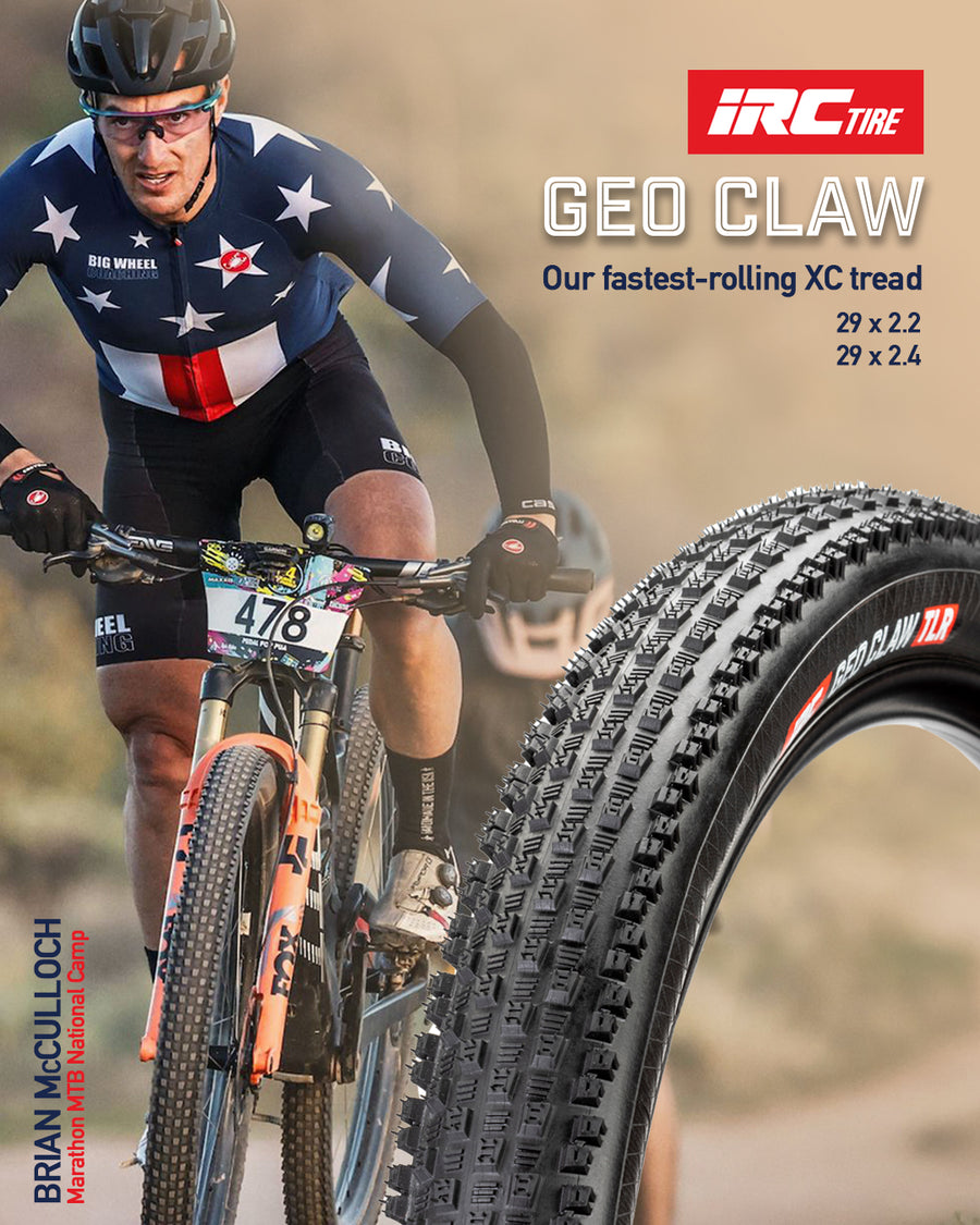 3/4 view of IRC Geo Claw XC MTB Tire